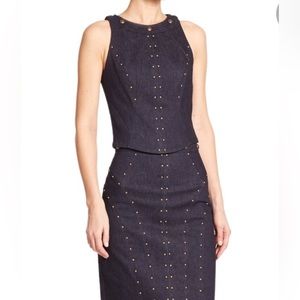 Tamara Mellon Indigo Denim Studded Halter Top